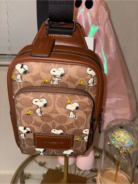 Coach Brown Snoopy & Woodstock Coated Canvas Crossbody bag